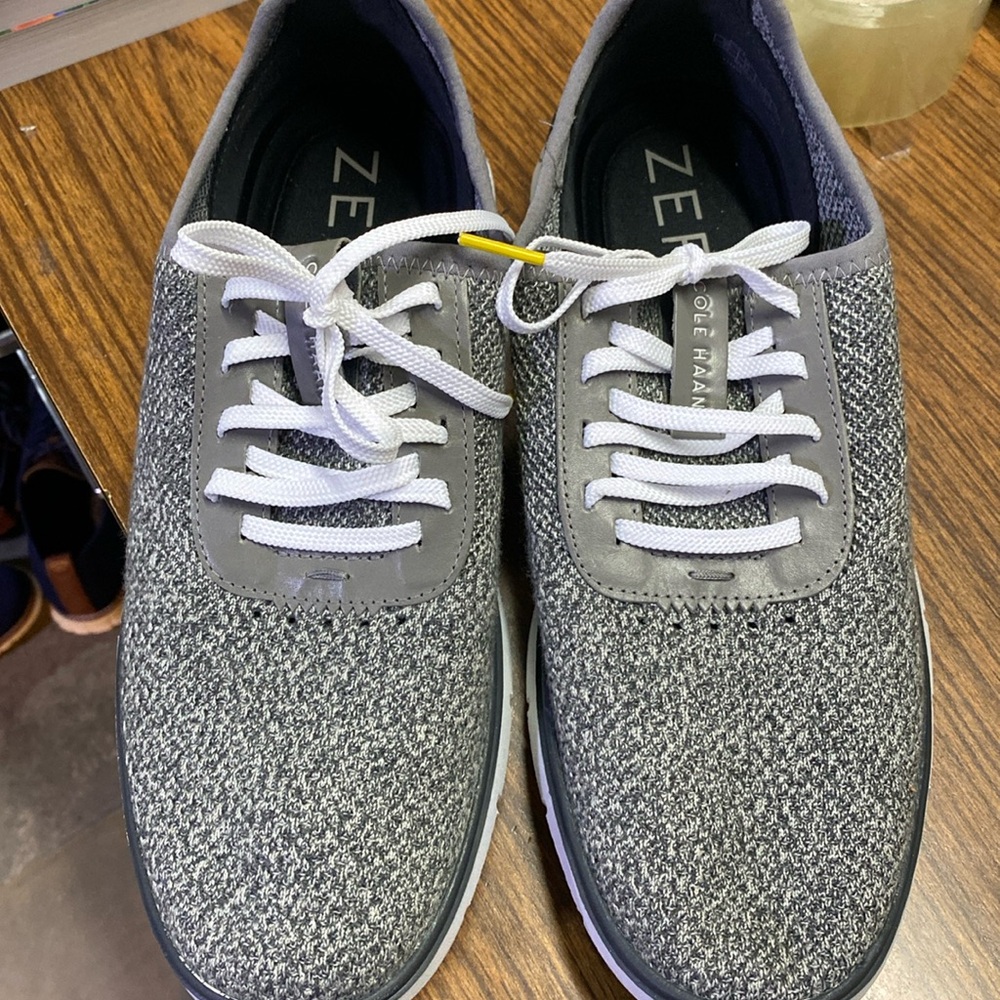 Cole Haan Gray Knit Lace-Up Slip-On Sneakers